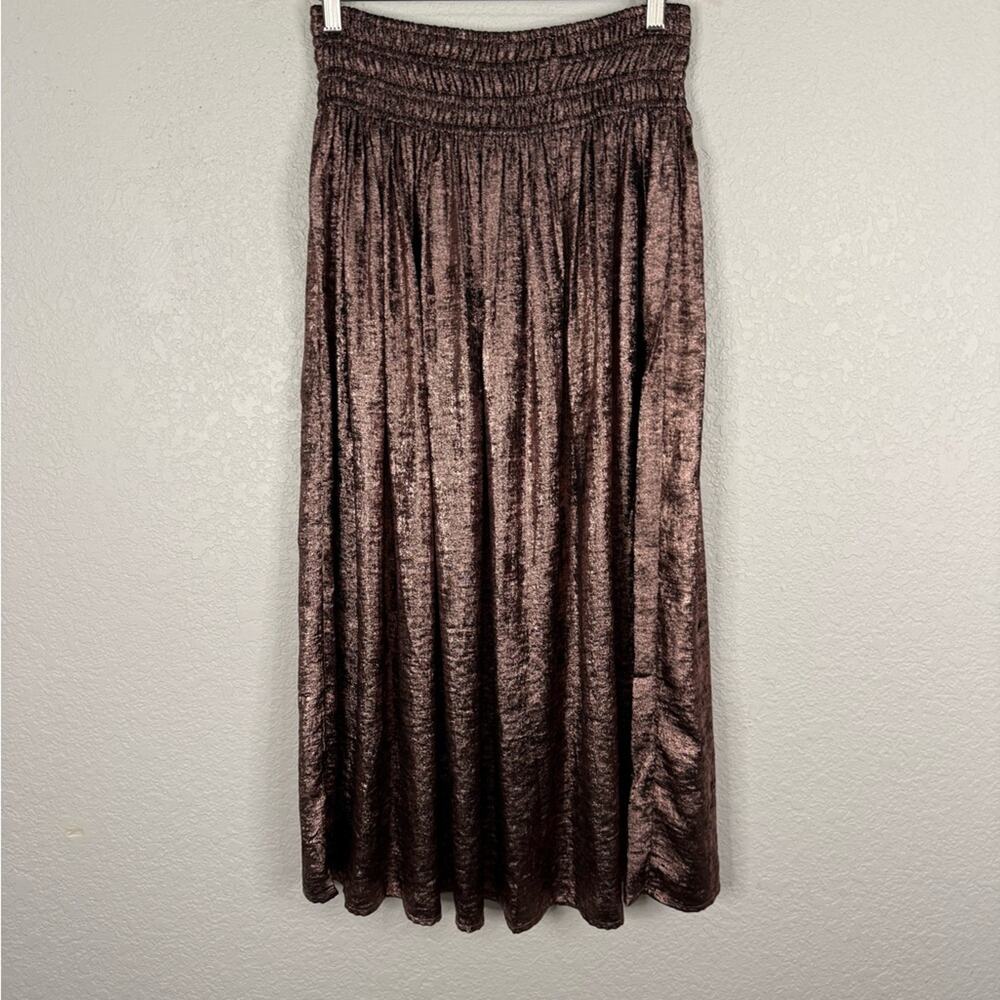 The GREAT. Rose gold Viola Skirt Tuckernuck Events Wedding Guest Office Luxury